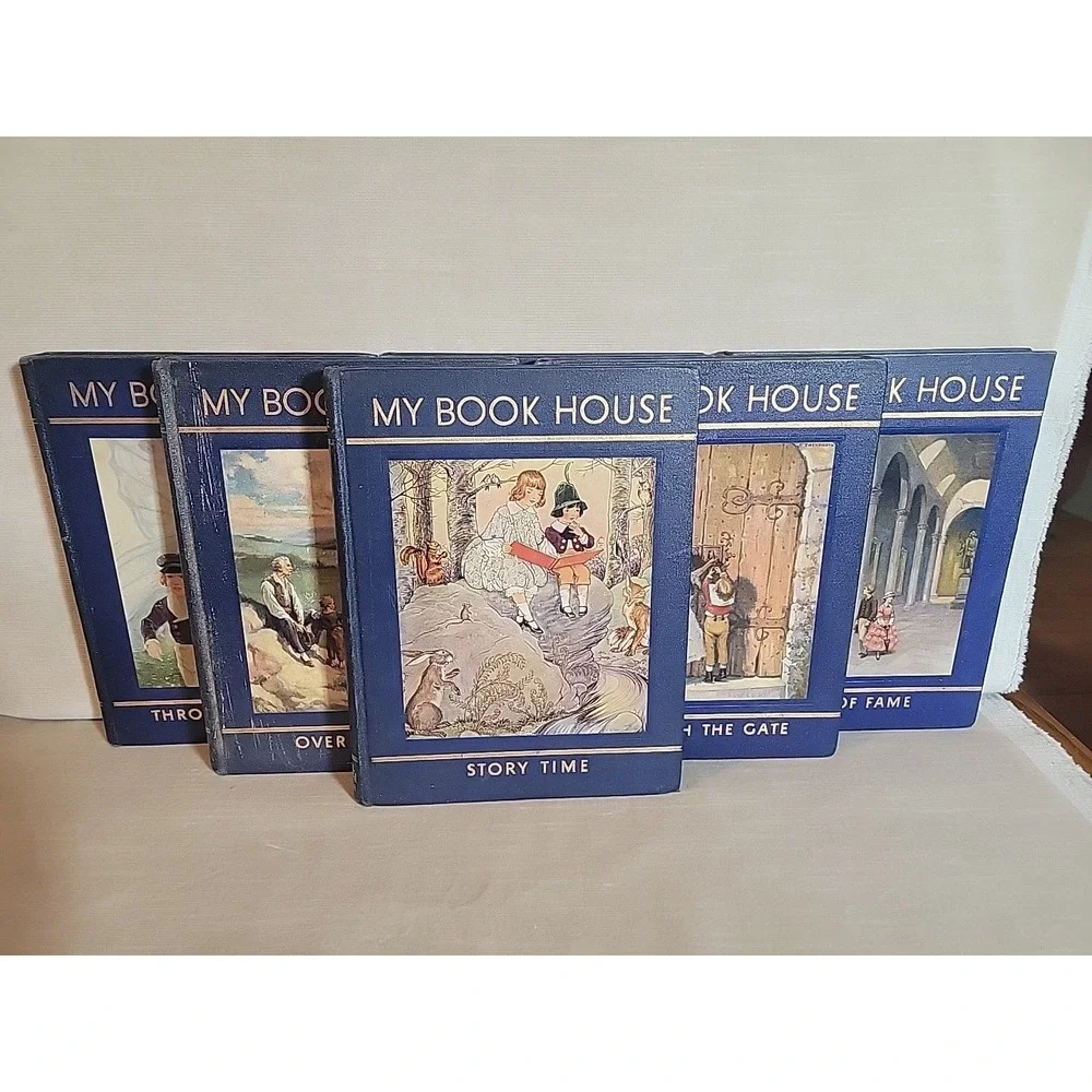 Olive Beaupre Miller My Book House Hardcover Set of 6 Blue Faux Leather Good